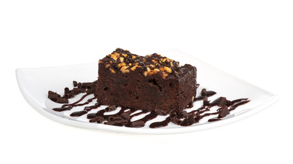 cake truffle with black chocolate sauce
