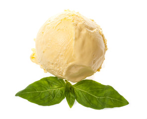 Scoop of lemon ice cream