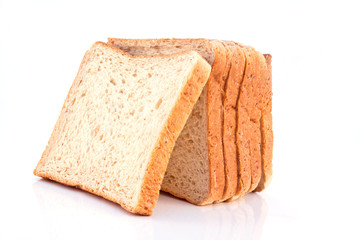 Whole wheat bread isolated on white background