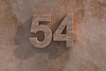 The number 54 carved from marble on marble base