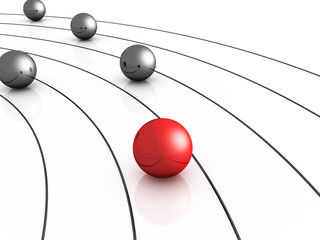 winner or leadership concept of sphere race