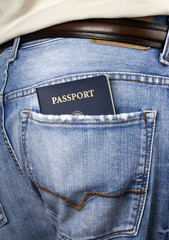 American passport in back pocket