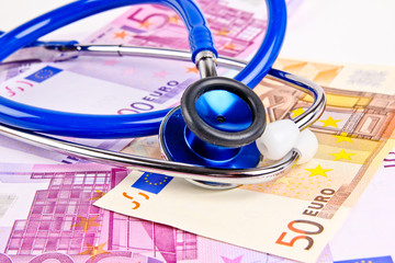 stethoscope on euro bills
