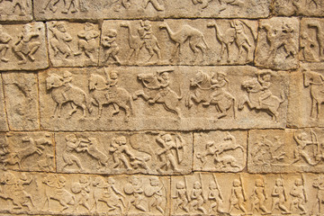 Fototapeta na wymiar rze¼ba na ścianie w starożytnej Hapi, Indie