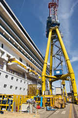 Fototapeta na wymiar cruise ship under constrruction in a shipyard