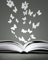Open book and butterflies