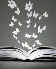 Fotobehang Open book and butterflies © vali_111