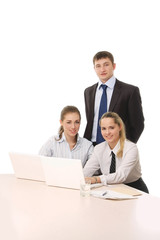 Obraz premium Happy business people in the office