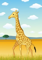 Giraffe against savannah landscape