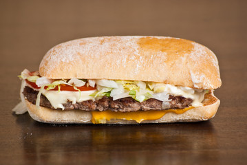 Delicious hamburger on a homemade roll