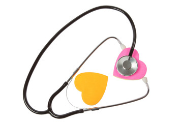 Heart and stethoscope. On a white background.
