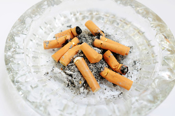 Ashtray with cigarette butts