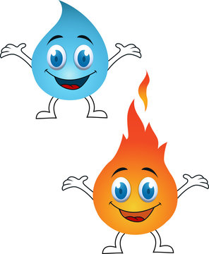 water and fire cartoon