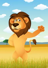Papier peint adhésif Zoo Dessin animé drôle de lion