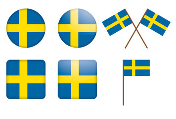 badges with Sweden flag vector illustration