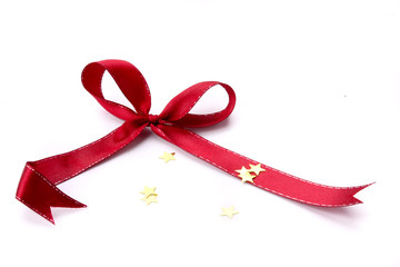 A red bow isolated on a white background