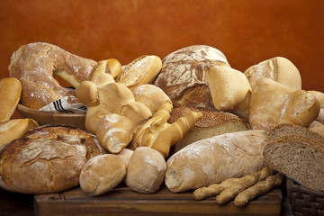 pane cotto al forno, assortimento