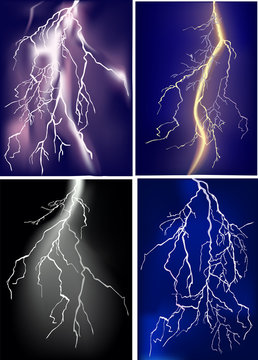 four lightnings in dark sky