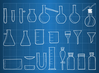 Blueprint of chemical laboratory equipment