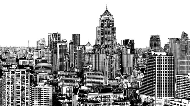 Panoramic view of modern Bangkok near Asok