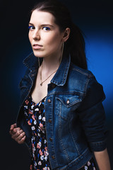 beautiful woman in jeans gown