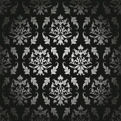 Schwarz/Silber Nahtlose Blumen/Blätter-Muster © Jan Engel