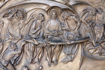 Rome - Last supper of Christ - detail from modern gate
