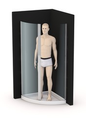 3d render of artificial character in shower