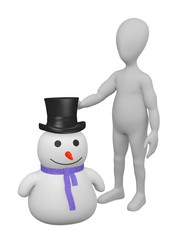 3d render of cartoon character with snowman