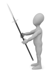 3d render of cartoon character with spear