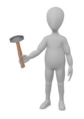 3d render of cartoon character with hammer