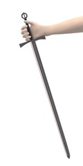 3d render of hand with sword