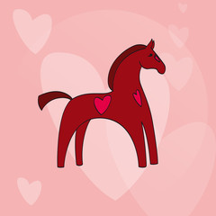 cheval antique coeur fond