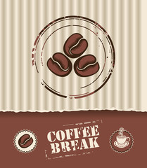 Banner of the corrugated cardboard box, and coffee beans