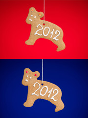 bears with 2012 gingerbread cookies for christmas