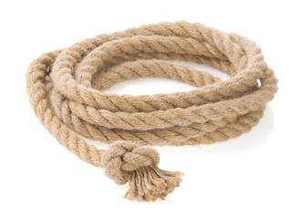 ship rope and knot isolated on white