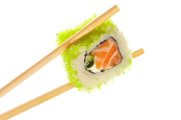 Sushi roll with chopsticks