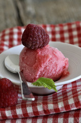 Himbeereis mit Minze