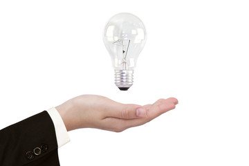 women hand with Light bulb