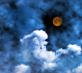 Naklejka na ściany i meble Nightly moon and clouds