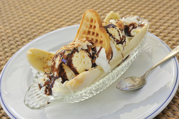 Bananensplit Eisbecher