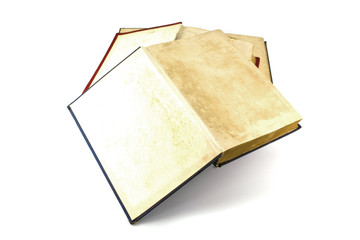 Old book with blank yellow stained pages