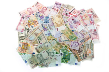 Obraz na płótnie Canvas Currencies, worldwide money, banknotes, exchange rate