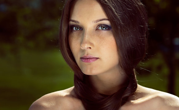 Portrait Of A Girl With Dark Brown Hair