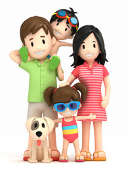 3d render of a family in swim wear