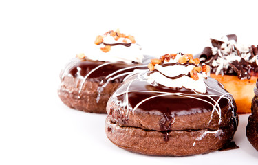 Donut with chocolate and peanut