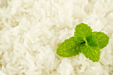 White steamed rice in a dish