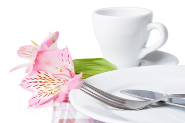 dishes and flowers