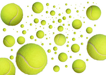 tennis balls in the sky like planets