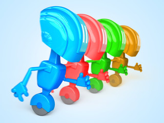 Fototapeta premium robots diffrent colors runing